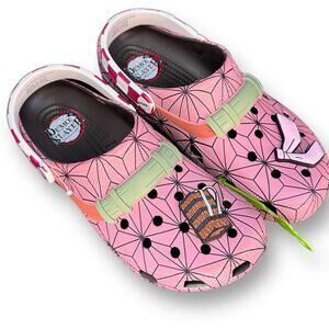 Crocs Classic Clog Demon Slayer Nezuko Pink Sandals Shoes Mens Size 12 Jibbitz